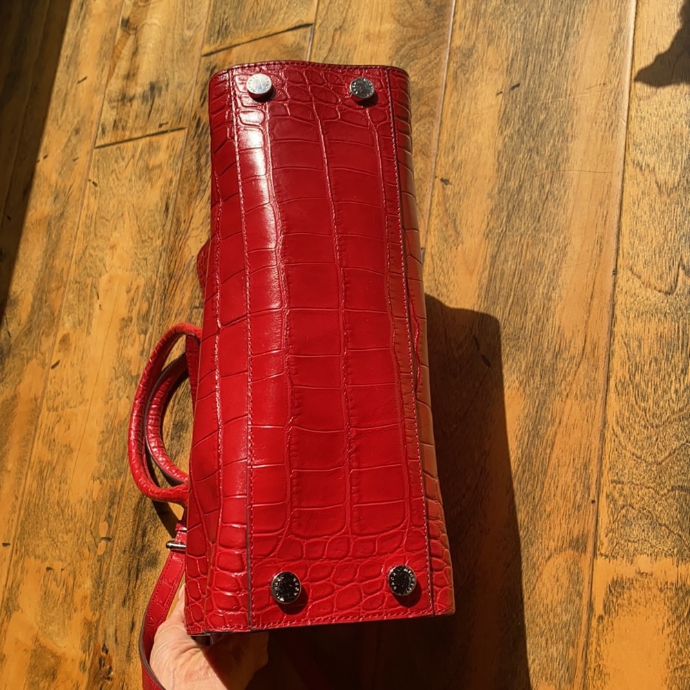 Michael Kors Red Croc-Embossed Satchel - Picture 7 of 7